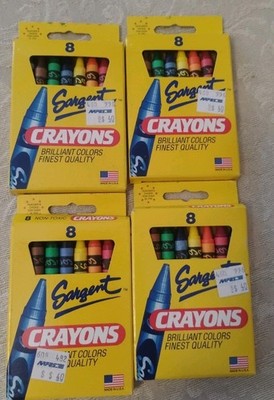 4-Vintage 8ct Boxes Of Crayons By Sargent Finest Quality New In Box Unused