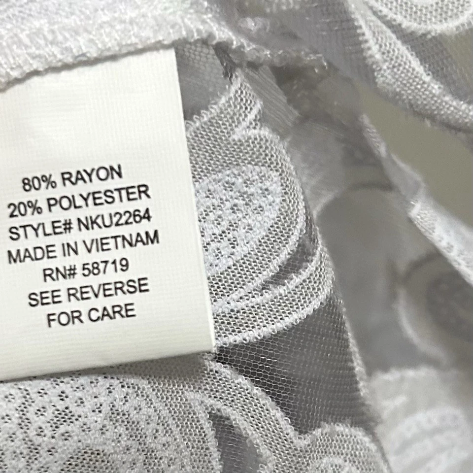 Blusa túnica de playa manga 3/4 transparente de encaje floral blanca L colección NY para mujer nueva con etiquetas Foto 4 de 4