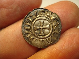 CRUSADER SILVER COIN JERUSALEM BAUDOUIN 2ND .8 GRAMS # 26 1118 1131