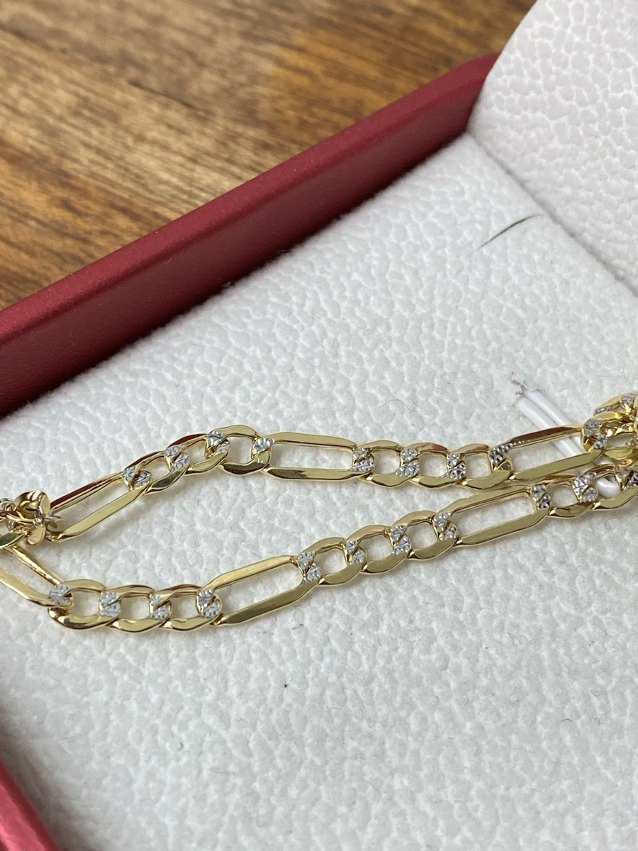 Flaches Figaro Armband 10 Karat Bicolor Gold