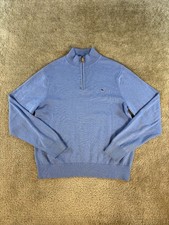 Vineyard Vines Sweater Mens Small Blue Whale Logo 1/4 Zip Preppy Pullover F487