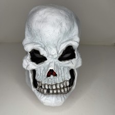 Vintage White Skull Full Head Latex Halloween Mask Horror Costume Adult