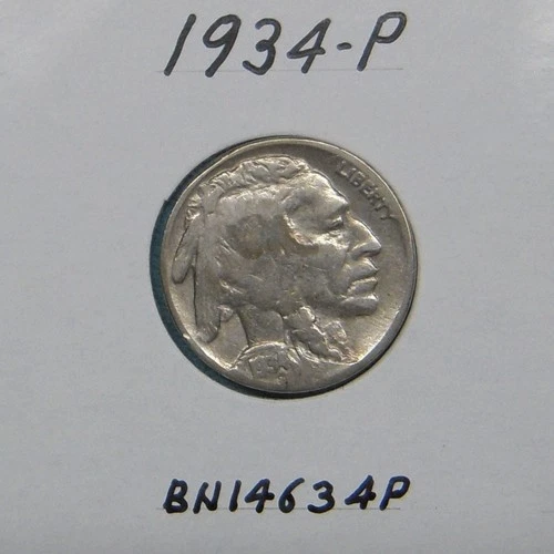 Buffalo nickel lot of 3 nickels 1934-P, 1935-P, 1936-P.