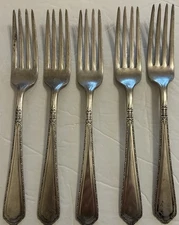 Antique Wallco Sectional A1+ Silver plate Carlton Set of 5 Art Deco Grille Forks