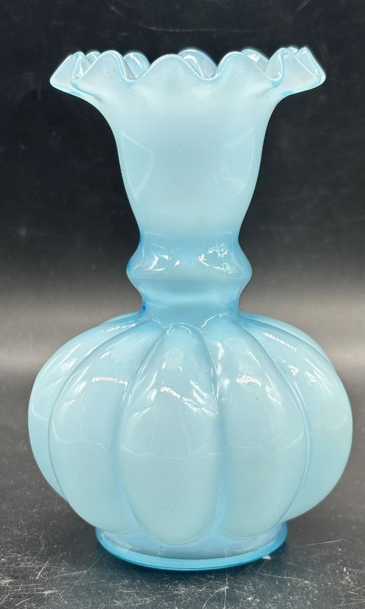 Fenton Blue Melon Vase for sale | eBay
