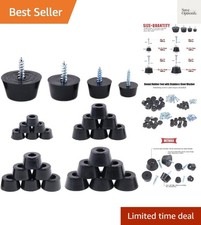 40-Pcs Round Black Rubber Feet Bumpers Pads with Matching Screws with Built i...