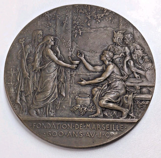 1900 MARSEILLE 2500TH ANNIVERSARY BRONZE MEDAL A PATEY FONDATION CITY ANTIQUE