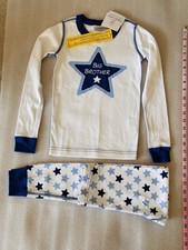 Hanna Andersson Org Cttn LongJohns PJS Big Brother Blue Stars US6-7 120cm NWT