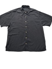Tommy Bahama Shirt Mens XL Black Silk Hawaiian Habano Cove Toucan Embroidered