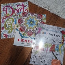 Lot 3 Stress Relief Coloring Books Adult Art Therapy Relax