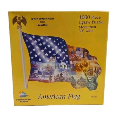 SunsOut American Flag Special 1000 Piece Jigsaw Shaped Puzzle - 30''+ Wide Sealed