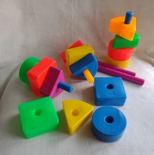 Lot of Vintage Fisher Price Color Sorting Shapes Creative Blocks