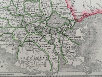 #ad Vintage 1885 LOUISIANA Map 13quot;x11quot; Old Antique Original NEW ORLEANS BATON ROUGE $29.67