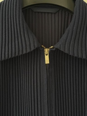 Mens HOMME PLISSÉ ISSEY MIYAKE Pleated Navy Wool Like Zip Blouson