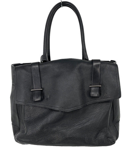 Reed Krakoff women Medium Black Leather Shoulder Bag buckle laptop messenger bag