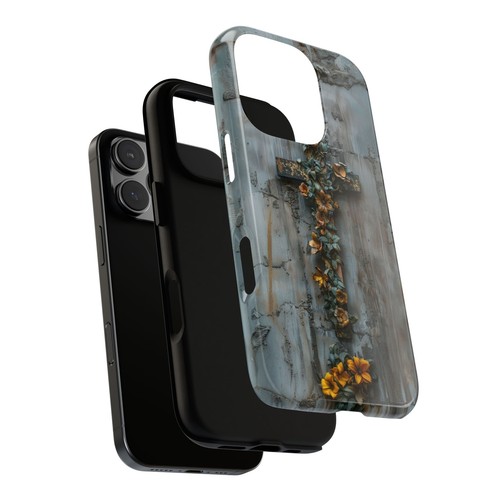 Cross Floral Vines Gray Phone Case for iPhone, Samsung Galaxy, Pixel - 第 15/240 張圖片