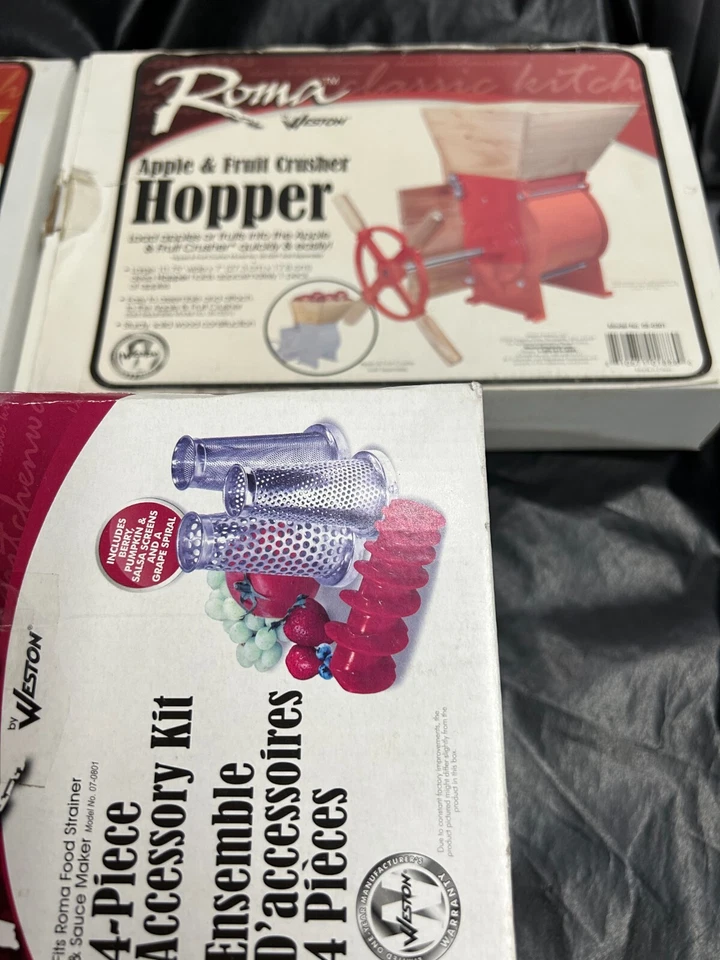 Nuevo paquete de 3 tolva de madera Weston Roma para trituradora de manzanas y frutas 05-0301 stainer Foto 4 de 4