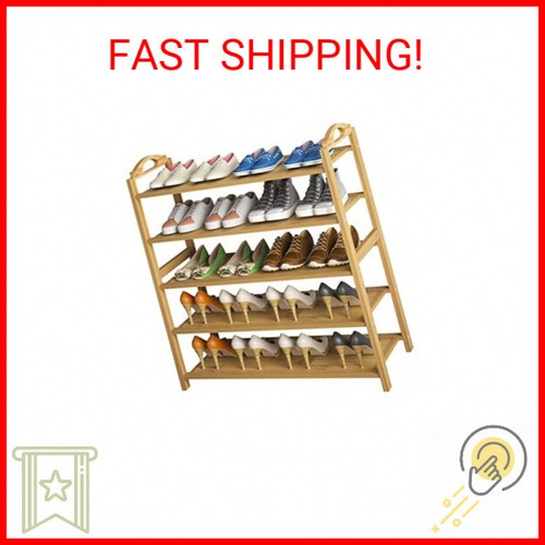 UDEAR Bamboo Shoe Rack 5-Tier Shoe Storage Organizer Entryway Shoe Shelf