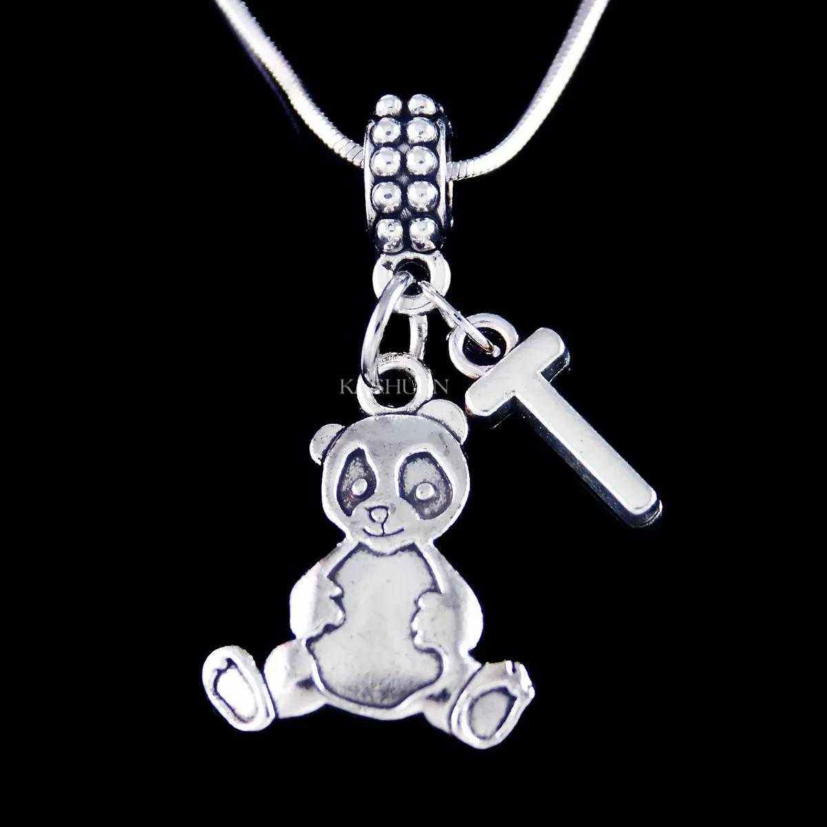 Personalized Initial Letter Panda Bear Girls Children Birthday Necklace Jewelry