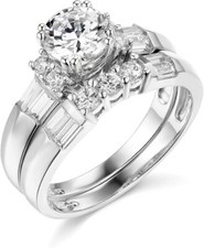 2.75 Ct Real 14K White Gold Engagement Wedding Ring Set Matching Band