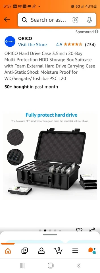 ORICO Hard Drive Case 20 Bay Shockproof Anti-Static for for WD/Seagate/Toshiba - Image 4 of 4