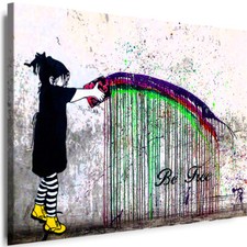 BILDER BANKSY GRAFFITI Mädchen LEINWAND WANDBILDER XXL VERSCHIEDENE