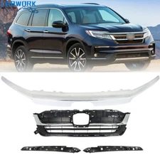 For Honda Pilot 2019-2021 Front Bumper Grille W/Molding Trim Assembly Chrome