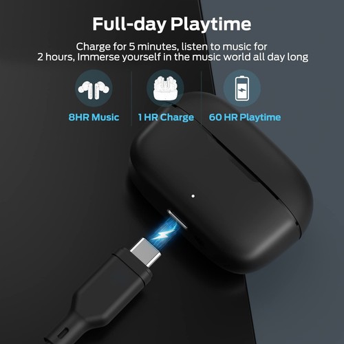 N-Lite Clear Talk Wireless Earbuds Bluetooth 5.3 Headphones with CVC 8.0 Nois... - Zdjęcie 5 z 6