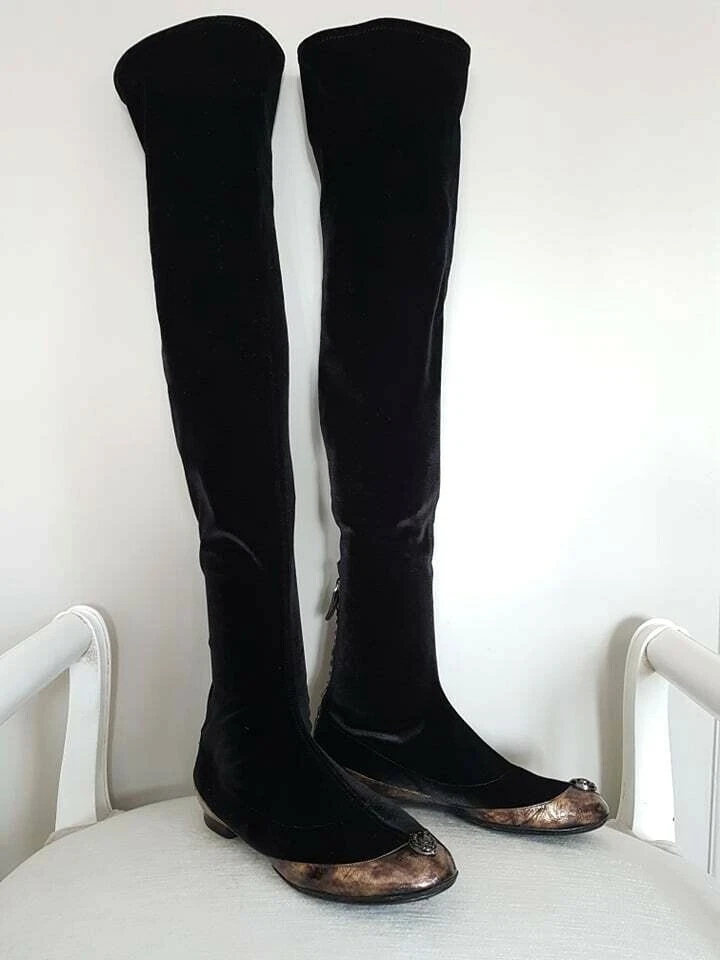 Velvet lace up boots Chanel Black size 37 EU in Velvet 31988971 #2 Velvet lace up boots Chanel Black size 37 EU in Velvet 31988971