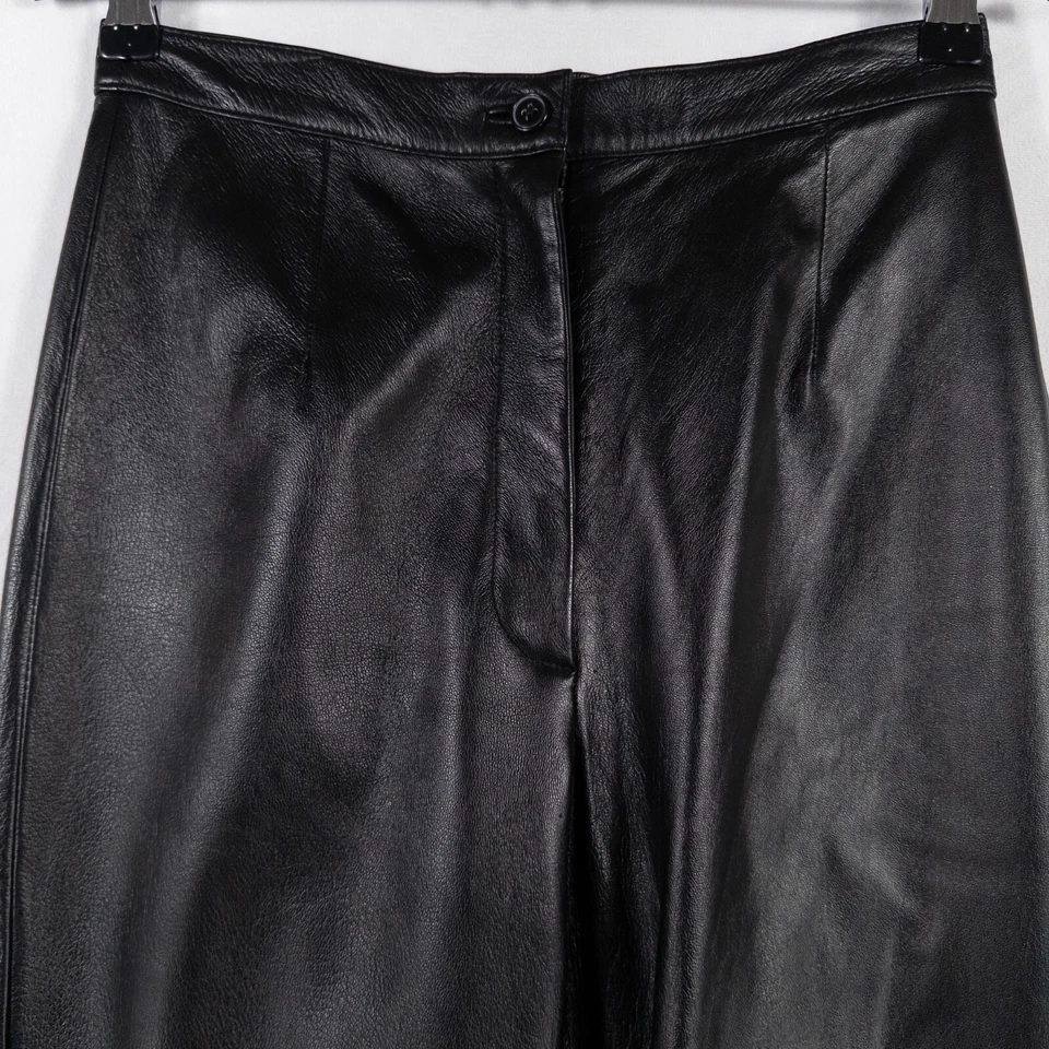 Vintage Mixit Leather Pants Womens 4 Black Lined High Rise Slim Straight Classic - Image 2 of 4
