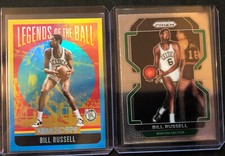 2020-21 NBA Hoops Legends of the Ball #15 Bill Russell w/ Prizm Silver Celtics 