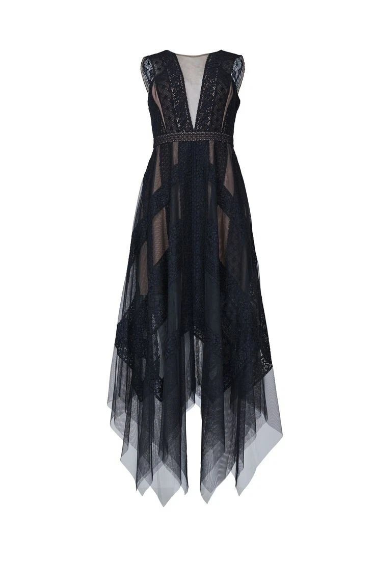 knee length dresses for ladies BCBGMAXAZRIA Silk Lace Black Dress  Runway Catalog