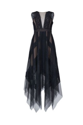 Women's Andi Handkerchief Dress in Black / 2 | BCBGMAXAZRIA