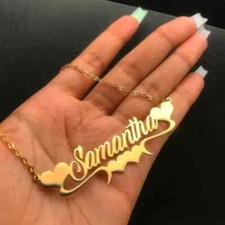 Custom Name Necklace Hearts Pendant Handcrafted Jewelry Letters Stainless Steel