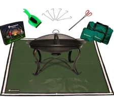 EmberDefender Fire Pit Mat, Portable Fireproof Under Grill Mat w/ Tools 48”x48”