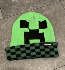 Minecraft Green Creeper Beanie Knit VTG Y2K