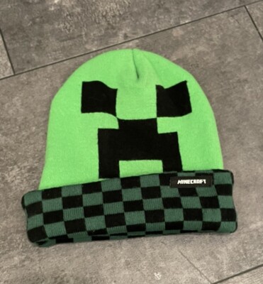 Minecraft Green Creeper Beanie Knit VTG Y2K