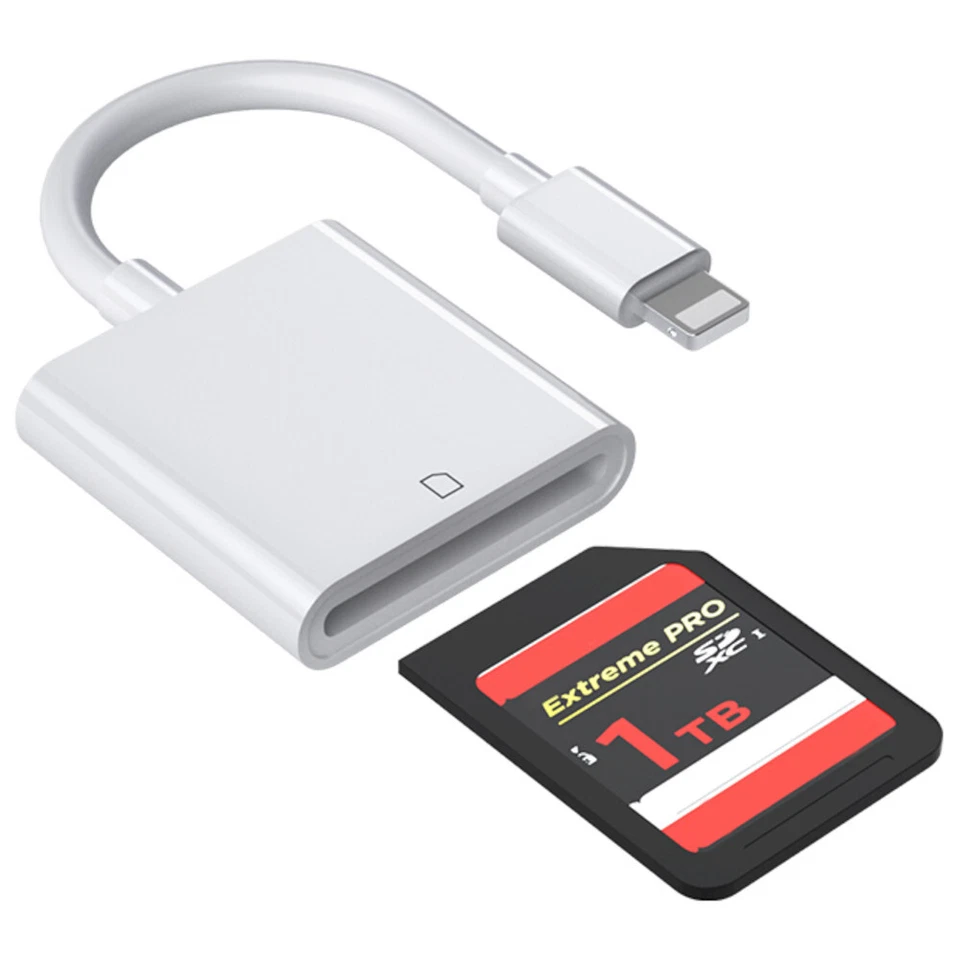 Adaptador de tarjeta SD lector de cámara para iPad iPhone 6 6S 7 8 Plus 11 12 Pro Xs Max Foto 3 de 4