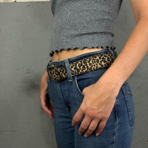 Cinturón de piel de leopardo de guepardo de estilo vintage boho occidental americano negro y fuego - Imagen 3 de 6