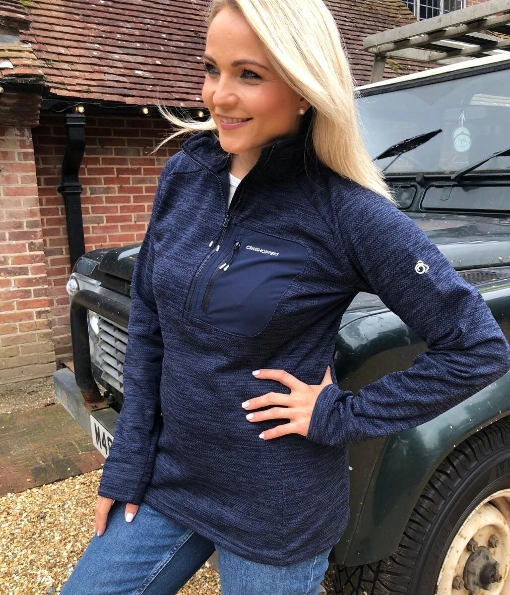 New Womens Craghoppers Trina Half Zip Navy Blue Fleece Size 10 RRP £60