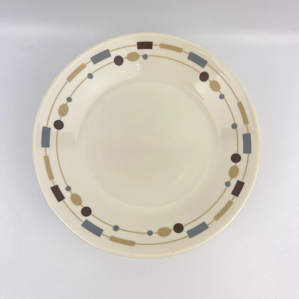 Corelle Vitrelle Cream 6.75" Bread Plate Red Blue Geometric Border USA Replace - Image 2 of 4