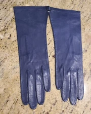 New! Women's Size M 7 Blue Soft Leather Formal 11" Long Gloves Italy