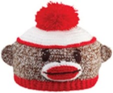 New Knit Sock Monkey Beanie Hat with Pom Toddler Size