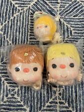 Lot of 3 Vintage Darice Primo Doll Heads with Hands Yarn Hair Made in Hong Kong