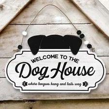 Dog Signs for Home Decor Dog Sign Front Door Sign Welcome to the Dog House Wo...