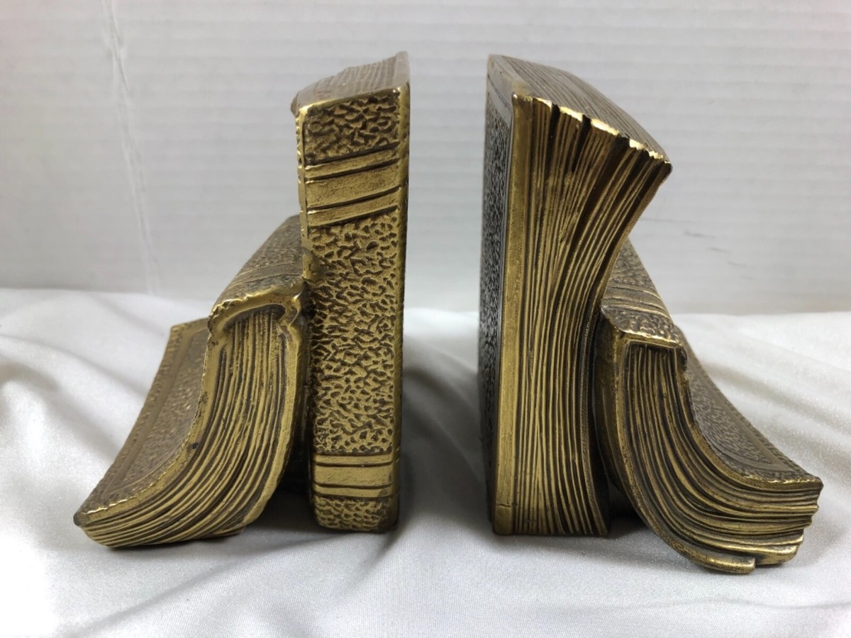VTG set of 2 Brass PM Craftsman USA BOOKS Book ends or door stop