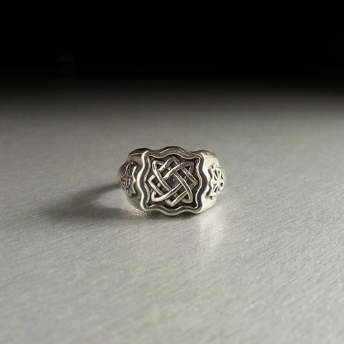 Svarog Square Symbol Ethnic Men Ring Silver 925 - Picture 8 of 9