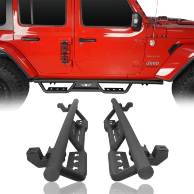 FIT FOR 18-26 WRANGLER JEEP JL 4 DOOR TEXTURED STEEL WIDE DROP SIDE STEP BOARD