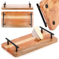 Serviertablett Servierplatte Tablett Mit Griffen Aus Holz 40X15,5 Cm
