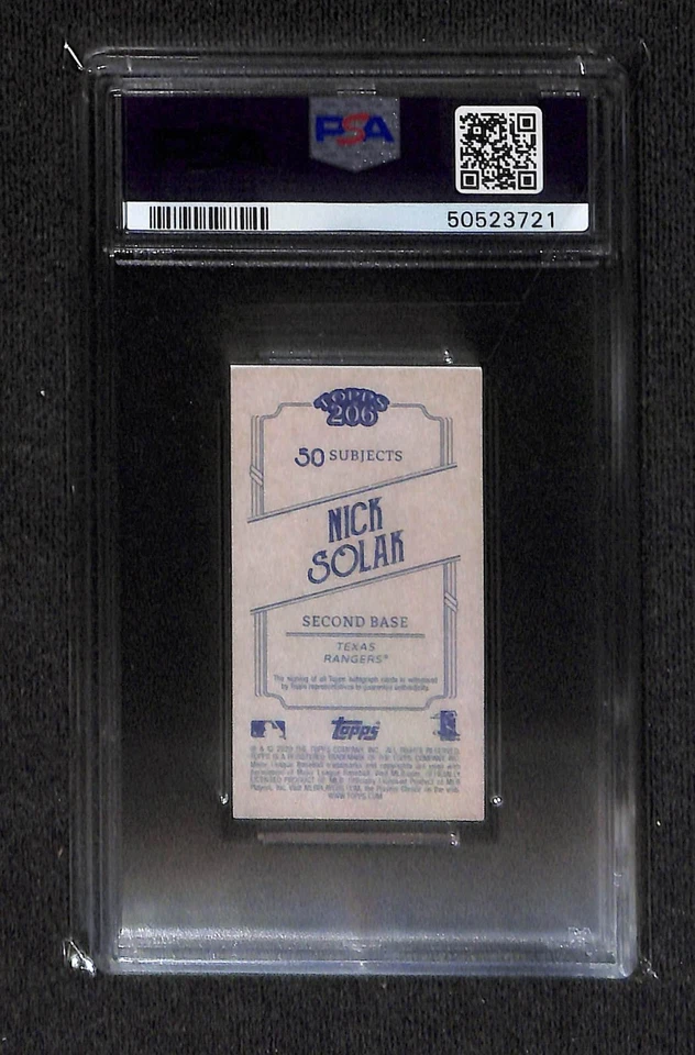 2020 Topps 206 ON CARD AUTOGRAPHS NICK SOLAK SSP PSA 10 AUTO 10 POP 2 RC ROOKIE - Image 2 of 2